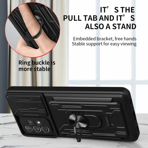 Vista 7 de CCSmall Funda para Samsung Galaxy A23 4G/5G con tarjetero, protección resistente con anillo magnético, función atril, cubierta de cámara deslizante