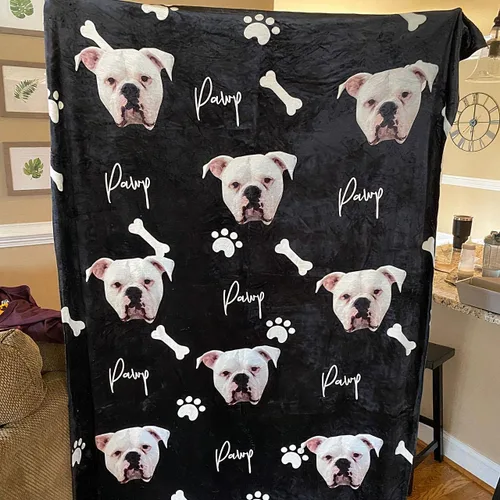 Vista 5 de Manta personalizada de fotos y textos para bebés, niños y adultos. Manta facial de forro polar personalizada, regalos personalizados para perros