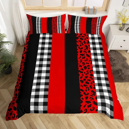 Vista 4 de Juego de funda de edredón para niños con estampado de leopardo, tamaño individual, juego de ropa de cama de moda de piel de guepardo abstracto