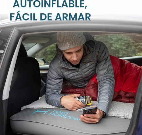 Vista 4 de Colchón de espuma autoinflable Lost Horizon para el modelo 3 Para Tesla Model 3, firmeza ajustable, 4.5" de grosor, almohadilla para dormir