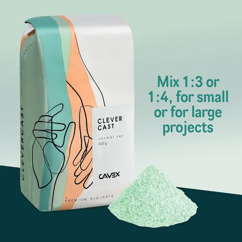 Vista 2 de Cavex CleverCast Alginato para moldeo de vida, material premium para moldeo de impresión, 500 gramos