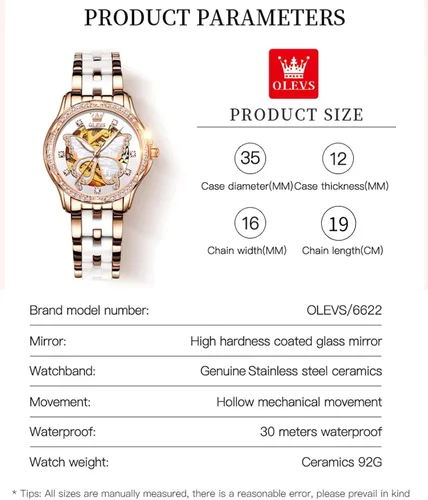 Vista 7 de OLEVS Watch Women,Automatic Watches for Women with Two Tone Stainless Steel Ceramic Bracelet, Elegent Rose Gold Women's Watches,Diamond Dress