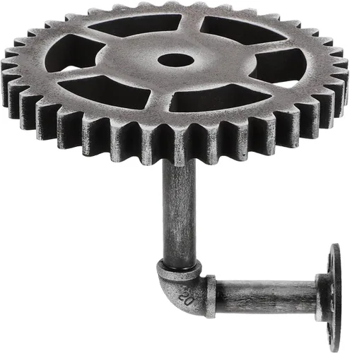 Vista 8 de Happyyami Estante de tubería Steampunk para tubería industrial, estante flotante de pared retro Steampunk, estante de engranaje rústico de hierro