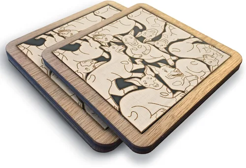 Vista 9 de Posavasos de Rompecabezas de Madera con Perro American Pit Bull Terrier - Regalo Único para Amantes de Perros Pitbull, Posavasos de Rompecabezas