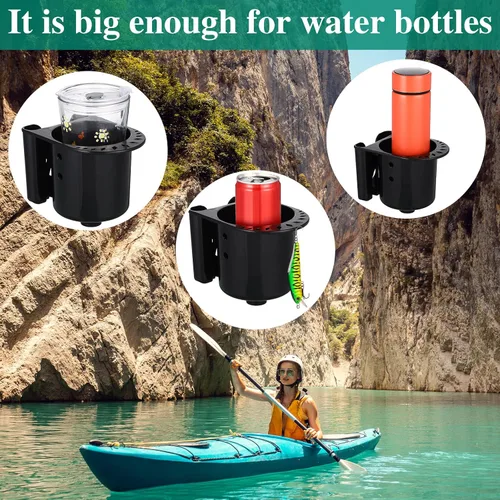 Vista 5 de Hoolerry 2 soportes multifuncionales para tazas de kayak, botella de bebida, soporte para teléfono y herramientas de pesca, accesorios de pesca
