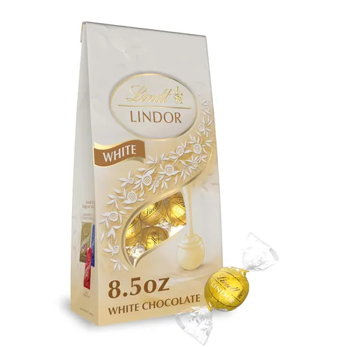 Vista 17 de Lindt LINDOR - Trufas de chocolate blanco con fresas y crema para San Valentín, bolsa de 5.1 oz