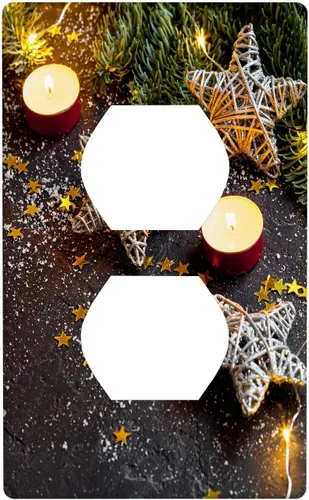 Vista 52 de Cubierta de interruptor de luz dúplex de 1 banda, cubierta decorativa de Navidad con copos de nieve rojos, placa frontal decorativa para cocina
