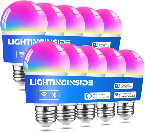 Vista 9 de Lightinginside Bombillas inteligentes compatibles con Alexa/Google Assistant, bombilla inteligente WiFi de 9 W 800 LM, A19 E26, no requiere