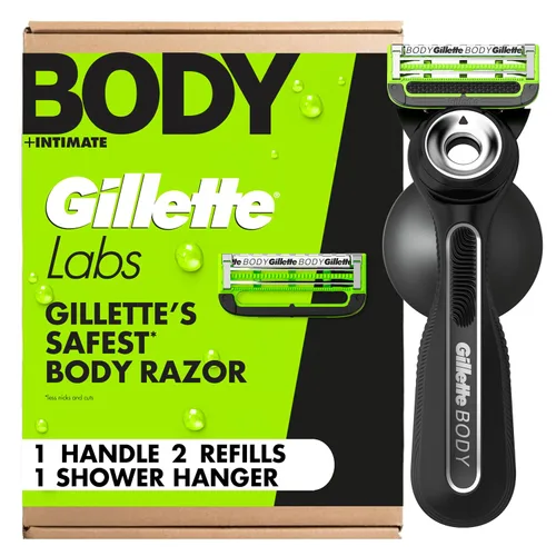 Vista 11 de Gillette Labs Body + Intimate Razor For Men Handle + 4 recambios de cuchilla, funda de viaje