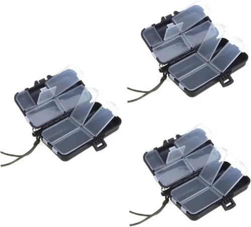 Vista 9 de INOOMP Caja de almacenamiento rosa para accesorios de pesca con mosca, caja de aparejos de pesca de plástico, 9 compartimentos