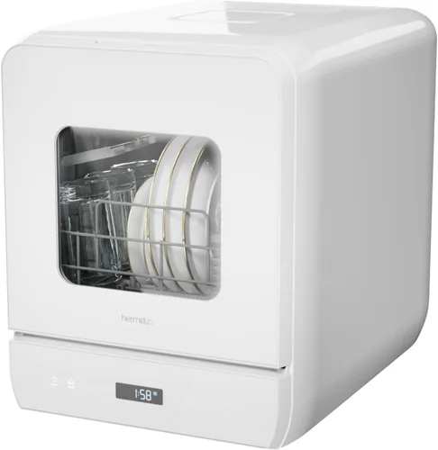 Vista 11 de Hermitlux Lavavajillas para encimera, 7 programas de lavado, mini lavavajillas portátil con tanque de agua integrado de 5 litros para apartamentos