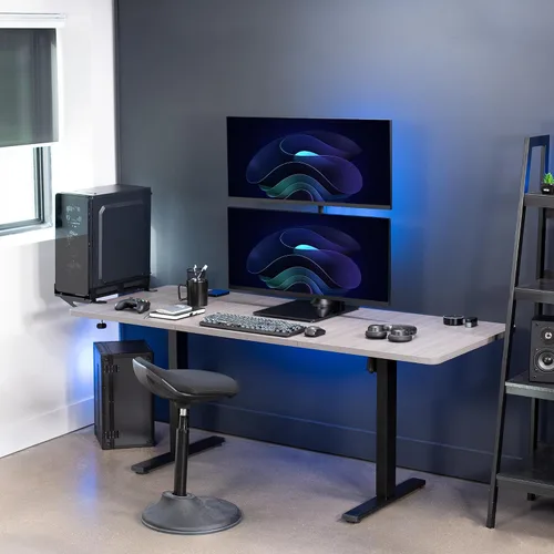 Vista 9 de VIVO Soporte de escritorio para monitor dual con base de vidrio templado, soporte LCD independiente, mantiene dos pantallas ultra amplias de hasta