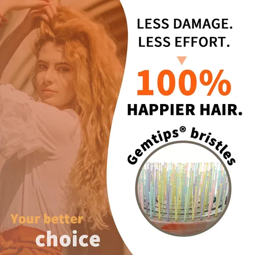 Vista 4 de Cepillo desenredante para cabello húmedo para cabello fino o liso, cepillo desenredante ventilado con cerdas de nailon ultra suaves de doble capa
