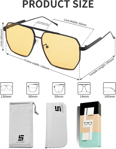 Vista 6 de Lentes de sol cuadrados retro de gran tamaño para mujeres y hombres, gafas de sol polarizadas clásicas, grandes de metal, UV400
