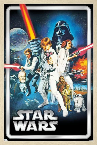 Vista 7 de Trends International Star Wars: A New Hope - Póster clásico de pared, 34 pulgadas de largo x 22.4 pulgadas, versión enmarcada en blanco