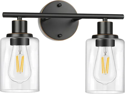 Vista 12 de Lámparas de baño, lámpara de tocador de latón cepillado de 2 luces, apliques de pared dorados, iluminación moderna de pared de baño montada en pared