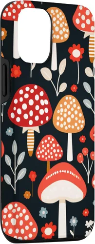 Vista 3 de Funda con estampado de hongos estéticos para iPhone 15 con diseño de hongos retro adorable