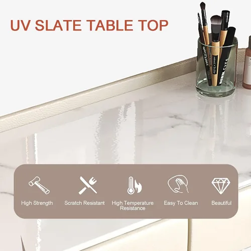 Vista 4 de Tocador para mujer, juego de mesa de maquillaje con 3 cajones, tocador con espejo iluminado y silla, bancos de tocador para ella