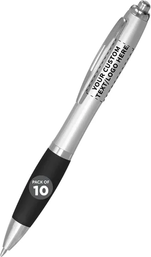 Vista 12 de DISCOUNT PROMOS - Bolígrafos personalizados con agarre de goma y tinta negra, paquete de 10 unidades, diseño ergonómico, ideal para oficina