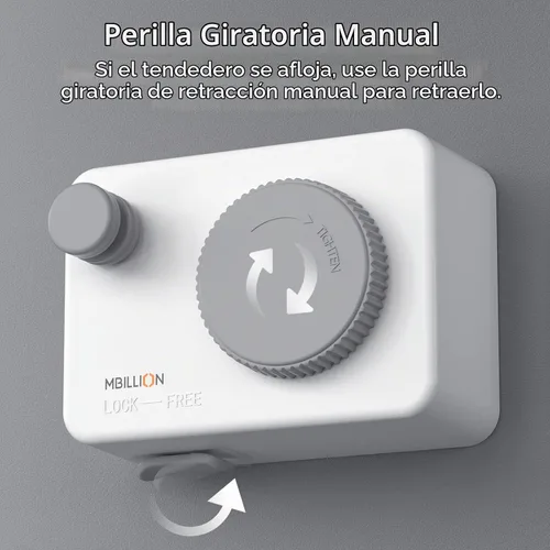 Vista 6 de Mbillion Tendedero Retráctil de 13.8 Pies de Servicio Pesado Línea de Secado de Ropa para Interiores y Exteriores Retráctil para Colgar Ropa