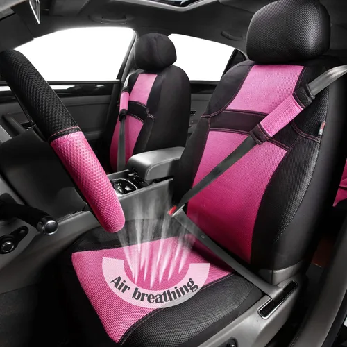 Vista 14 de CAR PASS - Fundas de asiento universales de 13 piezas de malla de aire 3D - 100% transpirables, juegos completos, cubierta de volante y cinturón