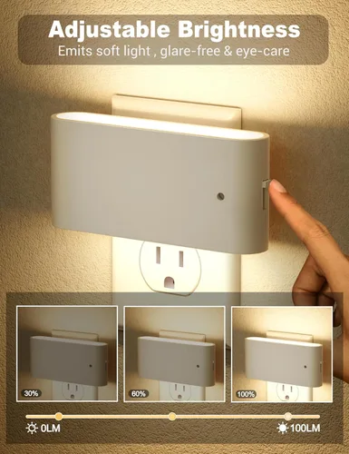 Vista 7 de JandCase Luces nocturnas LED enchufables a la pared, luz nocturna con sensor de luz del atardecer al amanecer, luz nocturna regulable enchufable