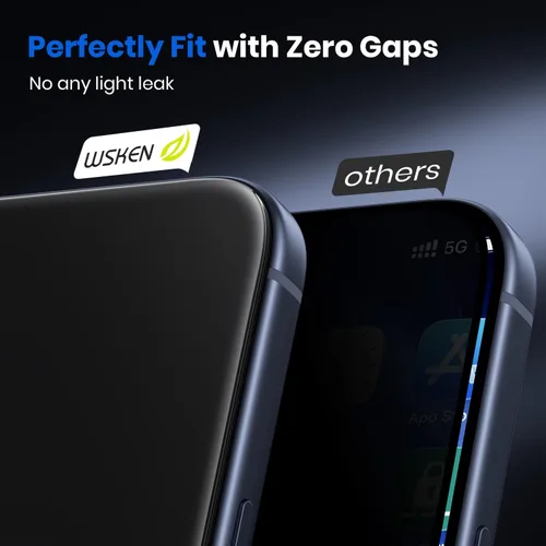 Vista 2 de WSKEN Protector de pantalla de privacidad para iPhone 17 Pro, vidrio templado de cobertura completa, pantalla privada antiespía de 24°, herramienta