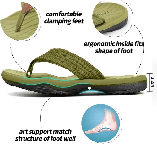 Vista 3 de MGGMOKAY Sandalias cómodas para hombre, con soporte de arco, sandalias casuales con correa en T para hombre, sandalias de verano para la playa