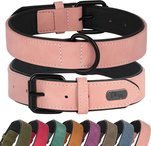 Vista 12 de Didog Collar de Perro de Cuero PU Suave Acolchado, Transpirable y Ajustable Collares para Perros Pequeños, Cómodo para Caminata Diaria, Azul, M