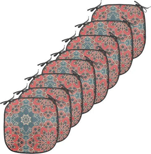 Vista 203 de Ambesonne Flamingo - Cojín de asiento para silla, diseño de fantasía exótica con elementos de vida silvestre hawaiana en colores pastel, acolchado