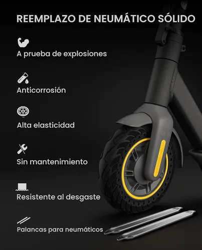 Vista 2 de stio Neumático de goma sólida de 10 x 2.5 pulgadas para Segway Ninebot MAX G30 G30P G30LP/Hiboy S2 Max, doble absorción de impactos
