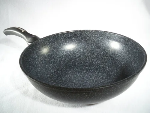 Vista 3 de Wok antiadherente de aluminio fundido con revestimiento de mármol de cerámica, 11.8 in (12 pulgadas)