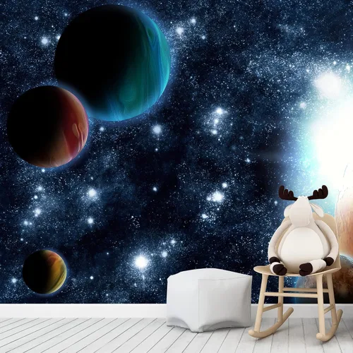 Vista 14 de NWT Calcomanía removible para pared, diseño de nube galáctica, estrella, nebulosa, fantasía, ciencia ficción, astronomía y arte espacial, arte
