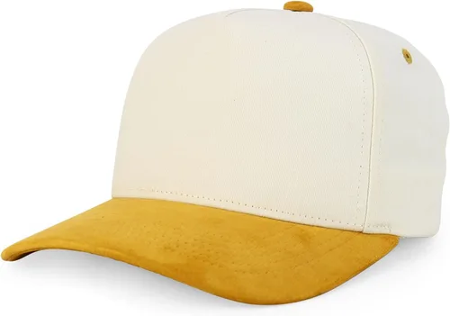 Vista 9 de Trendy Apparel Shop Gorra de béisbol combinada de 5 paneles de algodón y gamuza Piedra real