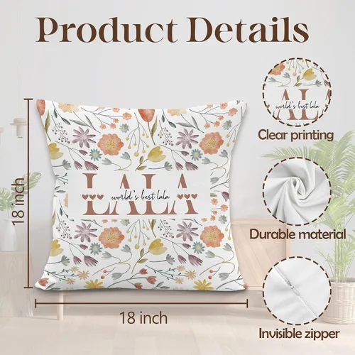 Vista 7 de Lala - Fundas de almohada de regalo, regalos de cumpleaños de Navidad para abuela, Día de la Madre, las mejores fundas de almohada decorativas Lala