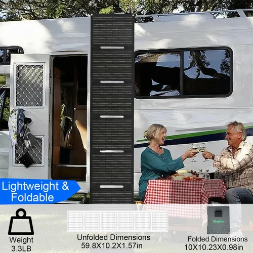 Vista 2 de Paneles solares portátiles de 60 W, panel solar plegable ETFE con puertos USB-C/USB-A/CC para senderismo, camping, mochileros, cargador solar