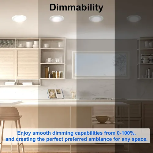 Vista 4 de Vivio Lighting Paquete de 2 luces LED de disco de 5/6 pulgadas, superficie regulable, montaje empotrado, luz de techo para cocina, sala de estar