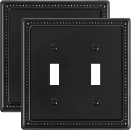 Vista 134 de Paquete de 2 cubiertas de placa de interruptor de luz de doble palanca, cubiertas decorativas de placa de doble interruptor Pearls, placa de pared