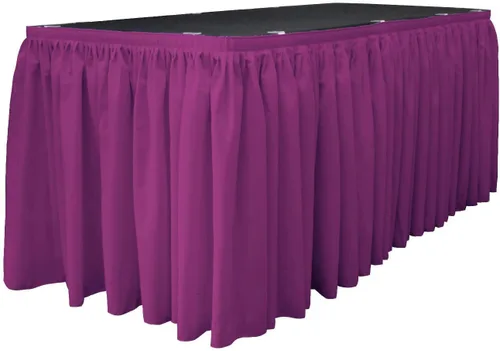 Vista 4 de LA Linen Falda de mesa de popelina de poliéster para mesas rectangulares, tela plisada para banquetes de boda, 14 pies por 29 pulgadas de largo