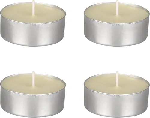 Vista 6 de Mega Candles 4 velas de té grises de gran tamaño sin perfume, velas de cera prensada, 12 horas de tiempo de combustión, decoración del hogar Gris