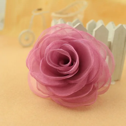 Vista 20 de adorables broches de rosas, clip para el cabello de flores de seda para mujer [joyas], sin metal, Rojo, XOTW05C4