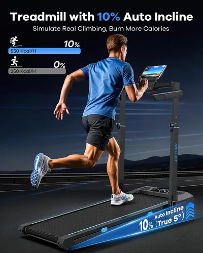 Vista 3 de WELLFIT Cinta de correr inclinada automática, caminadora resistente