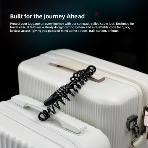 Vista 5 de Pequeño Combo Cable de bloqueo de bicicleta, cerradura de cable de combinación retráctil con código, para equipaje seguro de viaje, maleta, scooter