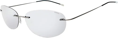 Vista 7 de RONSOU Gafas de sol polarizadas ultraligeras de titanio sin marco 1 lente gris marco gris