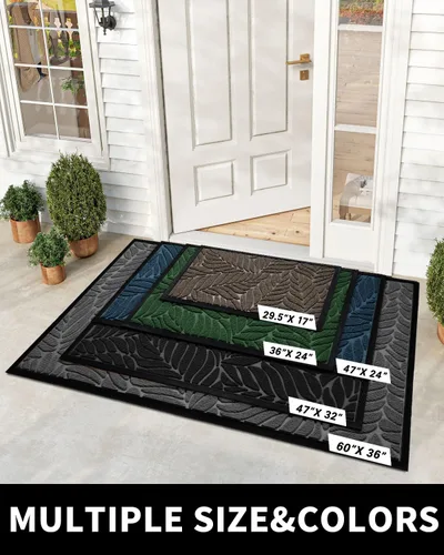 Vista 2 de Yimobra Tapete para puerta delantera para interiores y exteriores, 29.5 x 17 pulgadas, impermeable, para todas las estaciones, para entrada