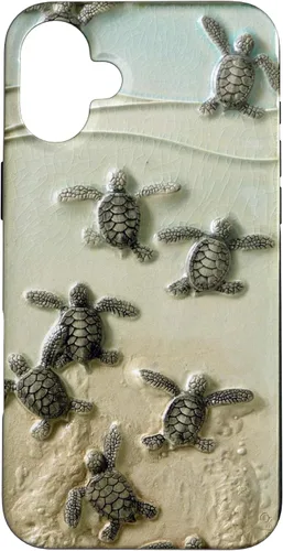 Vista 23 de Funda para iPhone 17, diseño de tortugas marinas color verde bebé