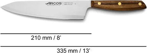 Vista 5 de Arcos Nordika Series - Juego de cuchillos profesionales de 3 piezas, cuchillas de acero inoxidable de nitrum de alta precisión, certificado FSC.