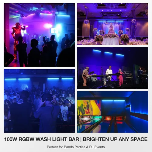 Vista 5 de Barra de luz estroboscópica de escenario, 100 W, 288 LED, RGBW, función de persecución de luz para DJ, mapeo de píxeles por control DMX Uplights