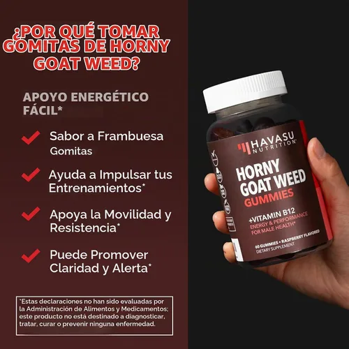 Vista 6 de Horny Goat Weed Gummies con vitamina B12, sabor a frambuesa, 30