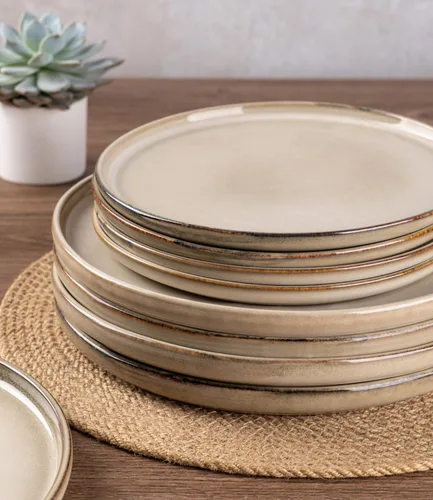 Vista 5 de Juego de platos de cerámica AmorArc, juego de 6, platos de 8.5 pulgadas de esmalte reactivo de gres, platos para postre, ensalada, aperitivo, cena